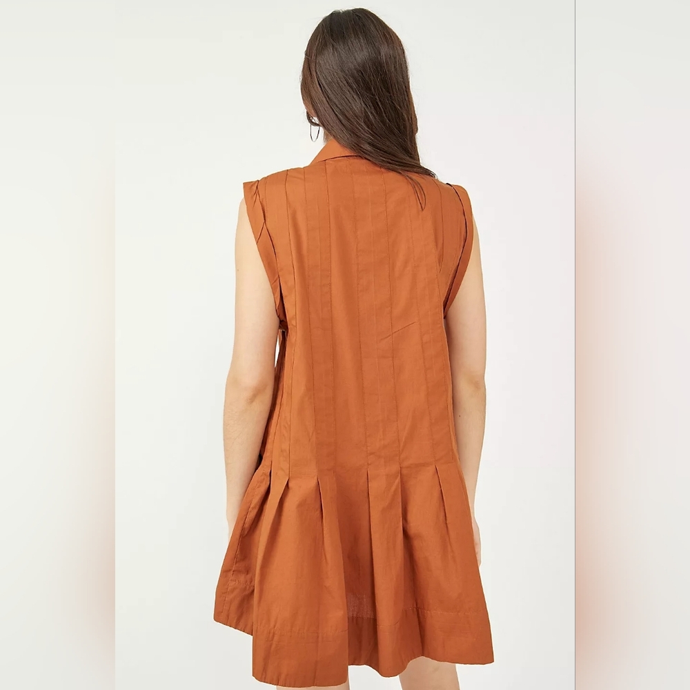 Free People Naomi Mini Dress XS Sienna Pleated Collared Shift Revolve Boho - Picture 2 of 12